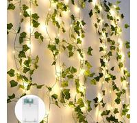 A.bigwhale Artificial Fairy Lights, Ivy Garland Fairy Lights, Indoor 6 m, Green Leaf Ivy Vine with 60 LED Lights, Fairy Lights, Battery, Plant Decoration for Wedding Party