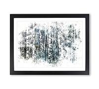A Birch Tree Forest Watercolour Modern Framed Wall Art Print, Ready to Hang Picture for Living Room Bedroom Home Office Décor, Black A4 (34 x 25 cm)