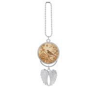 A Bird in The Field Car Pendant, Rear View Mirror Hanging Ornament, Auto Decor for Rearview Mirror, Keychain Silver-Style