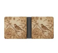 A Bird in The Field Leather Wallet Double-Sided Different Images Bifold Wallet Ultra Strong Stitching Slim Wallets