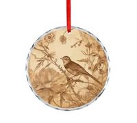 A Bird in The Field Round Ornament Hanging Pendant Decor
