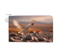 A Bird Landing on The Ground Coin Purse Small Wallets with Zippered Key Ring Cute Wallet