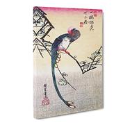 A Bird On A Plum Branch By Utagawa Hiroshige Canvas Print | Gallery Wrapped 30mm Frame Wall Art | 20x14 inches | Ready to Hang | Asian Animals Picture | Living Room Bedroom Lounge Office