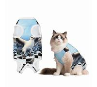 A Bird with Surrealistic Chessboard Background Dog Surgery Suit Recovery Suit, Breathable Full Body Dog & Cat Surgical Suit with Cute Prints, Alternative to Cone for Spay Neuter Wound Care,Small