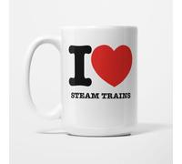A Bit of Banter I Love Steam Trains Mug, 15oz | Funny Steam Train Gift for Railway Enthusiasts and Trainspotters, I Heart Steam Trains Present, Ceramic Coffee Cup
