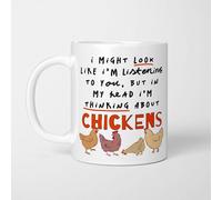 A Bit of Banter I'm Thinking About Chickens Mug, 11oz | Funny Chicken Gift for Backyard Chicken Keepers and Smallholders, Hen Lover Present, Ceramic Coffee Cup