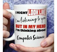A Bit of Banter I'm Thinking About Computer Science Mug, Novelty Funny Thank You Gift, Birthday Cup