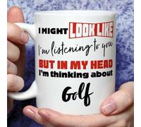A Bit of Banter I'm Thinking About Golf Mug, Novelty Funny Thank You Gift, Birthday Cup
