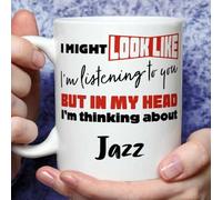 A Bit of Banter I'm Thinking About Jazz Mug, Novelty Funny Thank You Gift, Birthday Cup