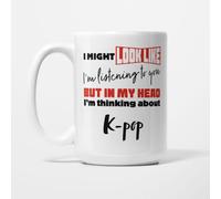 A Bit of Banter I'm Thinking About Kpop Mug, 15oz | Funny K-Pop Gift for K-Pop Fans and Korean Music Lovers, Fan Present for Teens, Ceramic Coffee Cup