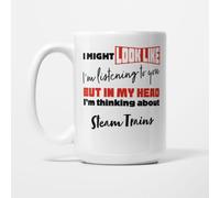 A Bit of Banter I'm Thinking About Steam Trains Mug, 15oz | Funny Steam Train Gift for Railway Enthusiasts and Trainspotters, Heritage Railway Present, Ceramic Coffee Cup