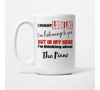 A Bit of Banter I'm Thinking About The Piano Mug, 15oz | Funny Piano Gift for Pianists and Piano Students, Music Teacher Present, Ceramic Coffee Cup