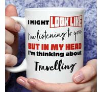 A Bit of Banter I'm Thinking About Travelling Mug, Novelty Funny Thank You Gift, Birthday Cup