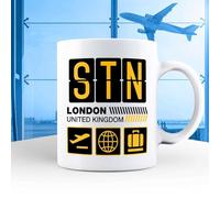 A Bit of Banter London Stansted Airport Tag Mug, Holiday Vacation Gift, Travel Souvenir Cup
