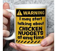 A Bit of Banter Warning! I May Start Talking About Chicken Nuggets at Any Time Mug, Novelty Funny Thank You Gift, Birthday Cup