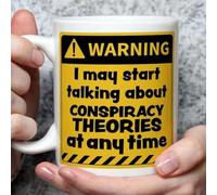 A Bit of Banter Warning! I May Start Talking About Conspiracy Theories at Any Time Mug, Novelty Funny Thank You Gift, Birthday Cup