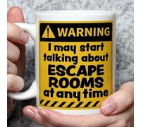A Bit of Banter Warning! I May Start Talking About Escape Rooms at Any Time Mug, Novelty Funny Thank You Gift, Birthday Cup