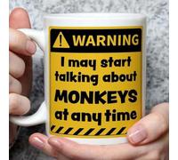 A Bit of Banter Warning! I May Start Talking About Monkeys at Any Time Mug, Novelty Funny Thank You Gift, Birthday Cup