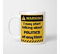 A Bit of Banter Warning! I May Start Talking About Politics at Any Time Mug, Novelty Funny Thank You Gift, Birthday Cup