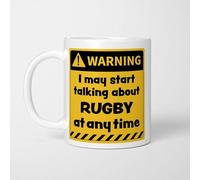 A Bit of Banter Warning! I May Start Talking About Rugby at Any Time Mug, Novelty Funny Thank You Gift, Birthday Cup