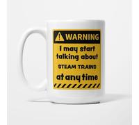 A Bit of Banter Warning I May Start Talking About Steam Trains Mug, 15oz | Funny Steam Train Gift for Railway Enthusiasts and Trainspotters, Heritage Railway Present, Ceramic Coffee Cup