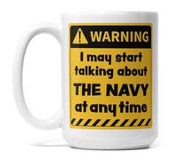 A Bit of Banter Warning I May Start Talking About The Navy Mug, 15oz | Funny Navy Gift for Sailors, Royal Navy Veterans and Serving Personnel, Naval Leaving Present, Ceramic Coffee Cup