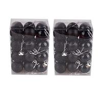 A-Black 48pc/3cm Mini Shatterproof Hanging Baubles Balls Set for Xmas Tree Decorations