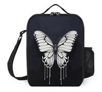 A Black And White Butterfly Insulated Lunch Box Cooler Bag Lunch Bag