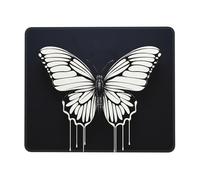 A black and white butterfly Mouse Pad with Stitched Edge, Comfortable Mouse Pads with Non-Slip Rubber Base Gaming Mouse Mat Washable Mousepads Computers Laptop Desk Accessories for Office 7 x 8.6 in