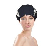 A black and white butterfly Shower Cap for Women Reusable Bath Cap Upgrade Double Layers Bathing Hat Waterproof Elastic Bath Hair Caps for Women Ladies Spa Salon Hair Bath Hat
