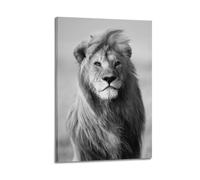 A Black And White Canvas Featuring A Majestic Lion with A Full Mane Looking Directly Forward Poster Decorative Painting Canvas Wall Posters And Art Picture Print Modern Family Bedroom Decor Posters 16