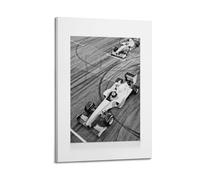 A Black And White Canvas of Two Race Cars on A Track with Tire Marks, Viewed from Above Poster Decorative Painting Canvas Wall Posters And Art Picture Print Modern Family Bedroom Decor Posters 20x30in