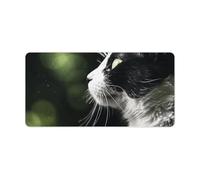 A Black and White Cat Desk Pad Protector Large Waterproof Desk Mat Blotter Non-Slip Rubber Base Multifunctional Mouse Keyboard Gaming Pad Big Computer Mat for Home Office