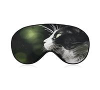 A Black and White Cat Travel Eye Mask Blackout Eye Mask for Sleeping Airplane Eyemask with Adjustable Strap Sleep Masks for Women Men Soft Night Blindfold Eyemask