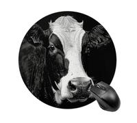 A Black and White Cow Mousepad Waterproof Gaming Mousepads with Non-Slip Rubber Base Round Computer Mousepad with Stitched Edges for Desk Pad 7.8 Inch
