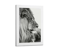 A Black And White Poster of A Majestic Lions Head in Profile, Gazing to The Right with Its Mane Visible Poster Decorative Painting Canvas Wall Posters And Art Picture Print Modern Family Bedroom Decor