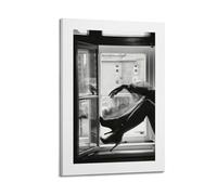 A Black And White Poster of A Person Sitting on A Window Sill with Their Legs And Arm Silhouetted Against The Light Poster Decorative Painting Canvas Wall Posters And Art Picture Print Modern Family B