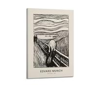 A Black And White Poster of Edvard Munchs The Scream, Depicting A Figure Holding Their Head And Screaming on A Bridge Poster Decorative Painting Canvas Wall Posters And Art Picture Print Modern Family