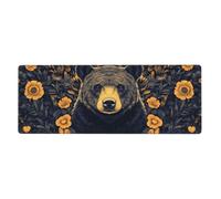 A Black Bear Is Among The Flowers Mouse Pad In Big Extended Non-Slip Rubber Base Mousepad With Stitched Edges Gaming Pc Desktop Large Mouse Pad 11.8x31.5