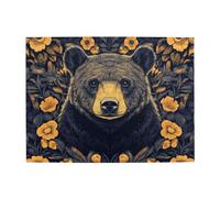 A Black Bear Is Among The Flowers Wooden Puzzle 500 Piece Jigsaw Puzzle for Adults Challenging Puzzle for Game Size 15"x20.4"
