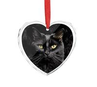 A Black Cat on A Black Background Clear Crystal Glass Heart Pendant Charm Romantic Crystal Love Pendant Hanging Decoration for DIY Craft Gift for Home Window Car Wedding Party Decor Love Shaped Hangin