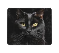 A Black cat on a Black Background Print Mouse Pad Gaming Mouse Mat with Non-Slip Rubber Base Square Mouse Pad Waterproof Laptop Mouse Mat Washable Computer Mousepad for Home Office Work 10 x 12 inch