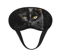 A Black cat on a Black Background Sleep Mask for Side Sleeper Eye Mask for Sleeping Light Blocking Sleep Eye Mask for Women Men Adjustable Elastic Strap Travel Nap Blackout Eye Shade Cover