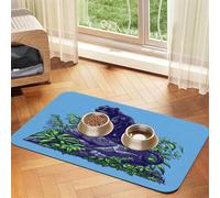 A Black Cheetah Pet Food Mat 23.62x15.71in Absorbent Non-Slip PU Leather Feeding Mat for Dogs Cats Rubber Bottom Fast Drying Rollable Pet Bowl Placemat