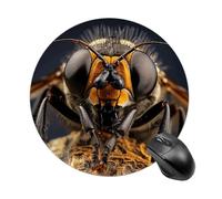 A Black Fly Round Mouse Pad, Non-Slip Rubber Base Waterproof Washable, Computer Mouse Mat for Office Gaming Studying, Premium-Textured Durable Portable Circle Mousepad for Desktop PC Notebook