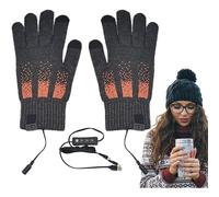 (A, Black) Heated Gloves for Women,Hiking Cycling USB Hand Warmers | 3 Levels Snowmobile Thermal Winter Gloves Removable Touchscreen Snow Ski Gloves for Driving