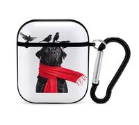 A Black Labrador Dog And Black Raven PC Headphone Case for AirPods 1 And 2 Earphone Cover Earbuds Accessories with Keychain