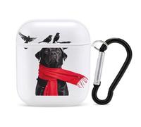 A Black Labrador Dog And Black Raven PC Headphone Case for AirPods 1 And 2 Earphone Cover Earbuds Accessories with Keychain