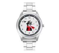 A Black Labrador Dog and Black Raven Quartz Watch Stainless Steel Wrist Watches for Men Women Easy to Read