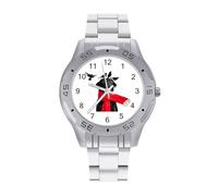 A Black Labrador Dog and Black Raven Quartz Wrist Watch Stainless Steel Watches for Men Women Easy to Read